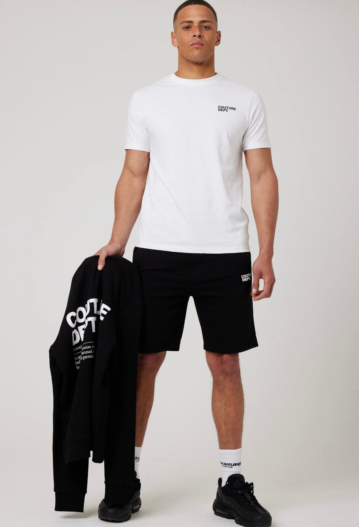 Osborne hoodie, T-shirt & short set - black and white