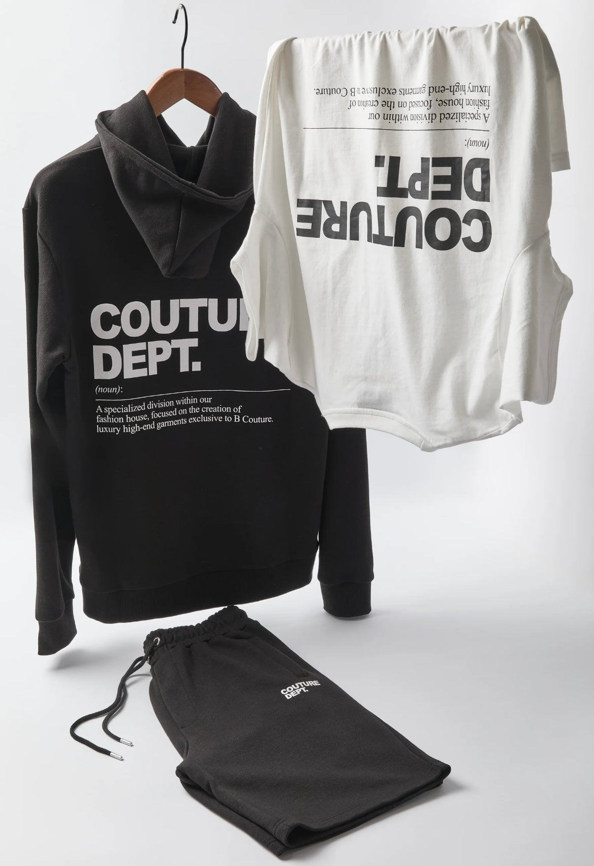 Osborne hoodie, T-shirt & short set - black and white