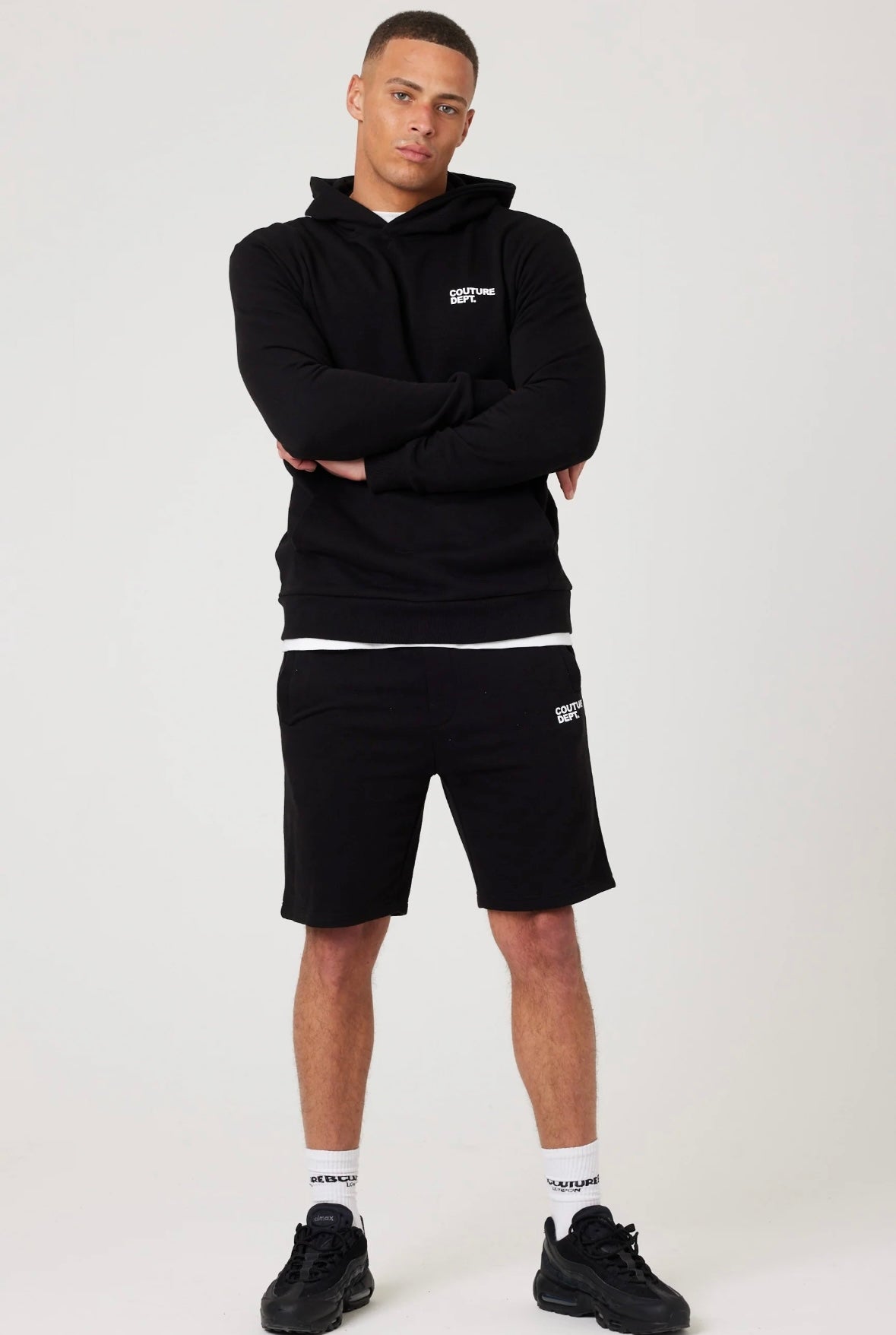 Osborne hoodie, T-shirt & short set - black and white