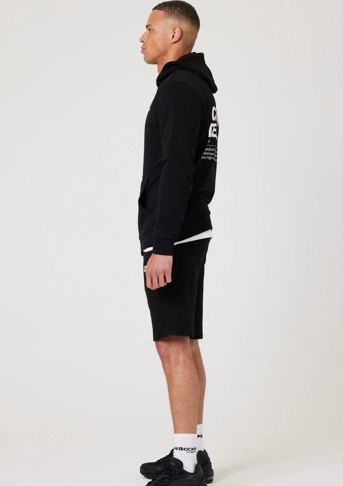 Osborne hoodie, T-shirt & short set - black and white