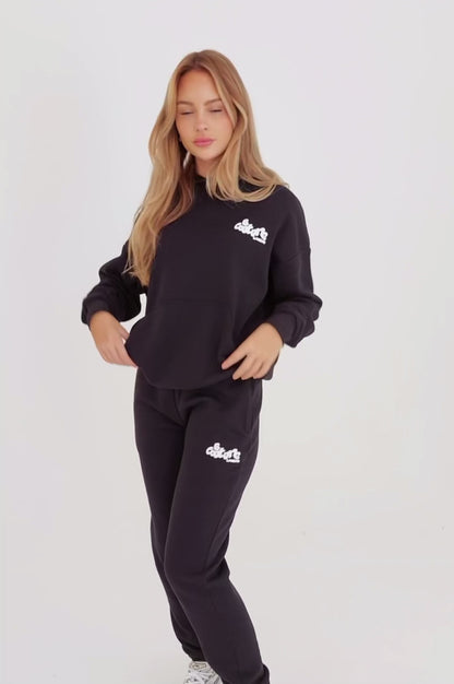 Erindale oversized fleece tracksuit - black